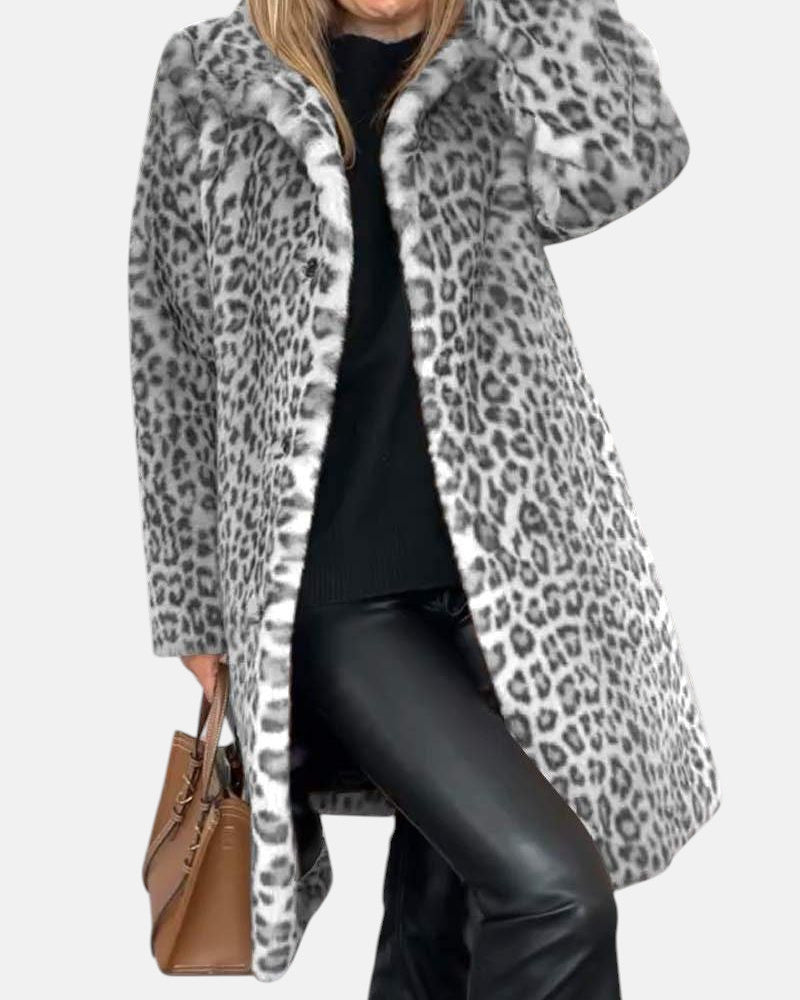 Élodie | Manteau Long à Imprimé Léopard