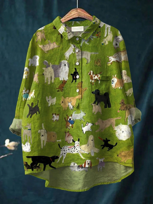 Zoé | Chemise Imprimé Chien Décontractée