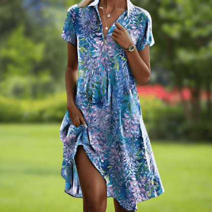 Camila | Floral Col en V Robe Mi-Longue