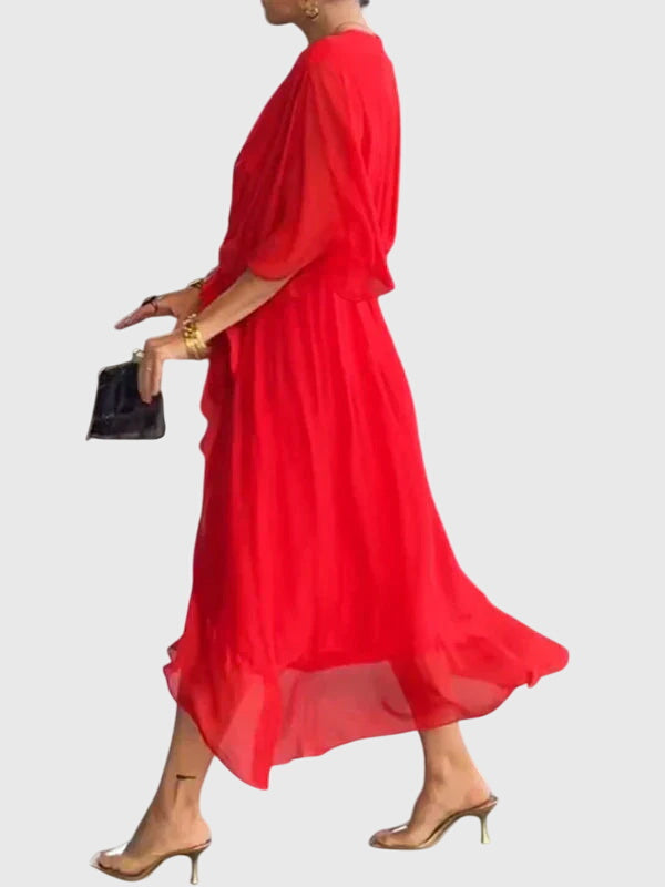 Arabella | Fluide Col en V Robe Mi-Longue