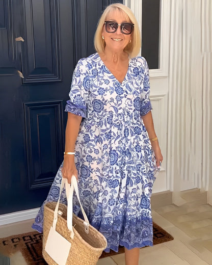 Aria | Floral Col en V Robe Longue