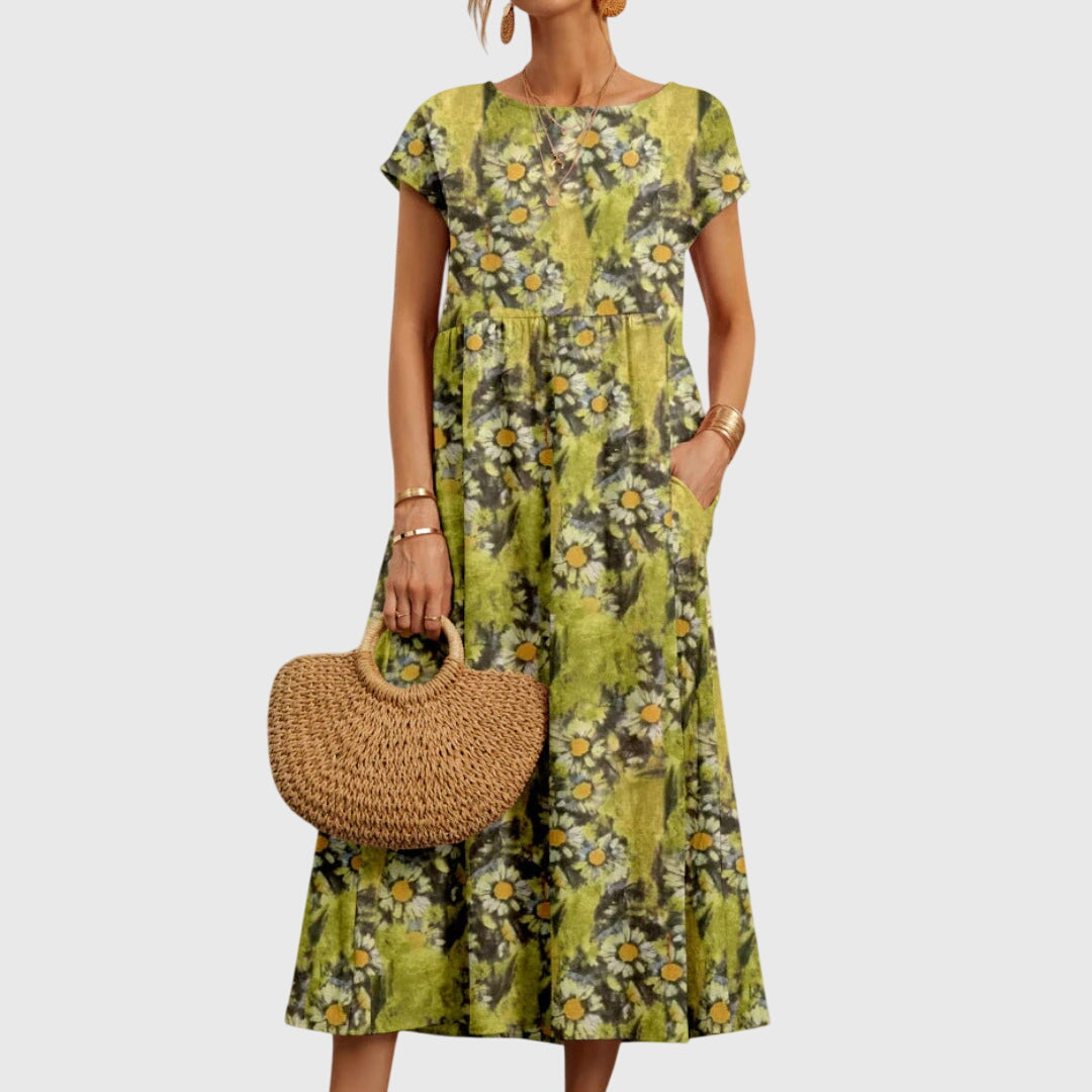 Delphine | Floral Robe Mi-Longue