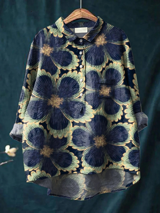 Élise | Chemise Imprimé Floral Vintage Décontractée