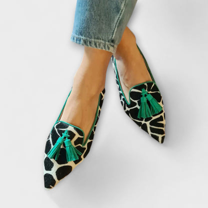 Audrey | Imprimé Animal Mocassins à Glands