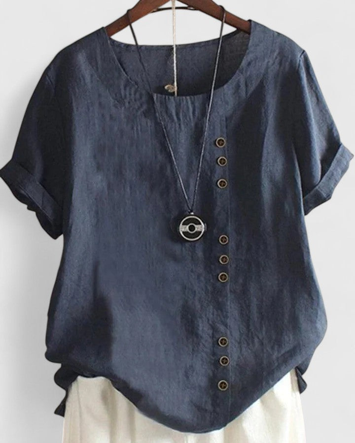 Noelle | Manches Courtes Button Blouse