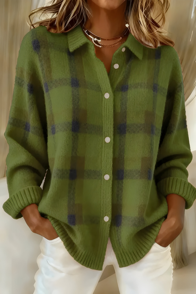 Nina | Oversize Check Maille Cardigan