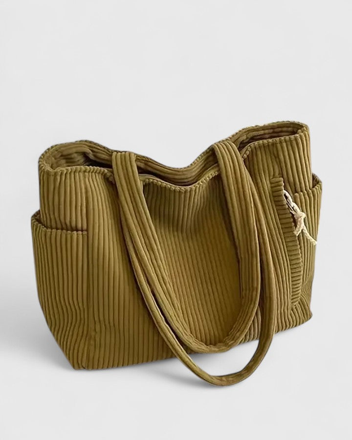 Solène | Sac Cabas Côtelé aux Détails Cordés
