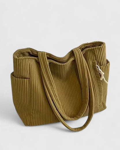 Solène | Sac Cabas Côtelé aux Détails Cordés