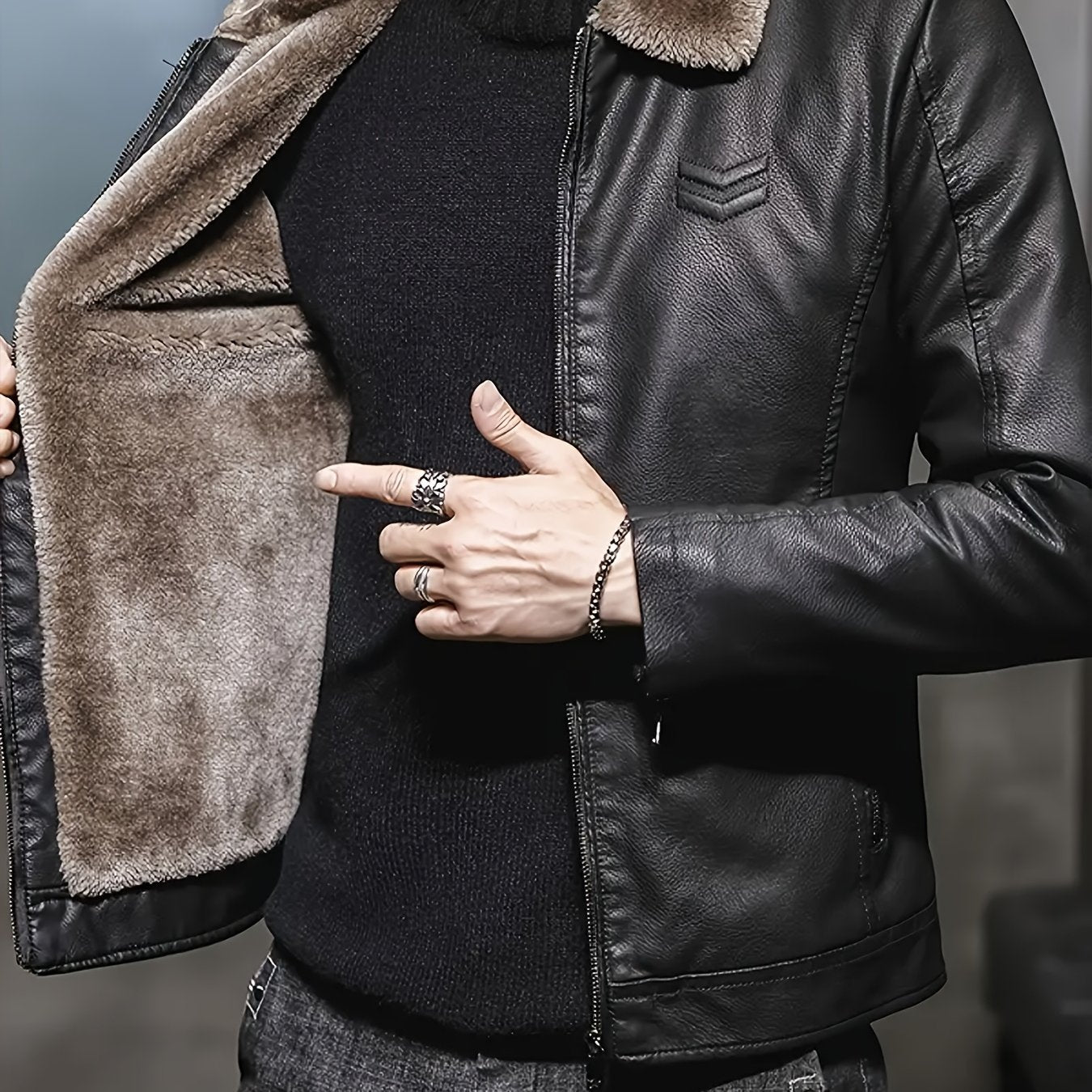 Loïc | Veste Biker Moderne en Cuir Synthétique