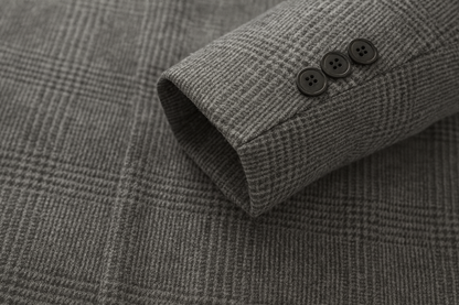 Timothée | Manteau en Laine À Carreaux Taupe