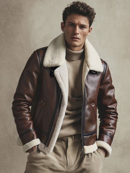 Clara | Blouson Aviateur en Cuir Doublé