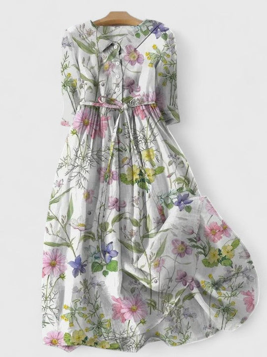 Camille | Robe Mi-Longue en Lin Ajustable
