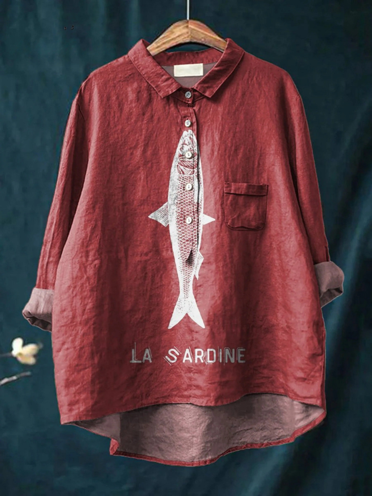 Camille | Chemise Imprimé Graphique Sardine