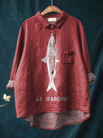 Camille | Chemise Imprimé Graphique Sardine