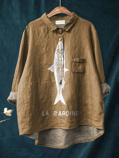 Camille | Chemise Imprimé Graphique Sardine