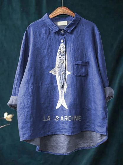 Camille | Chemise Imprimé Graphique Sardine