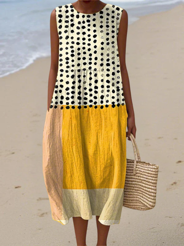Léa | Robe Midi à Pois Colorblock