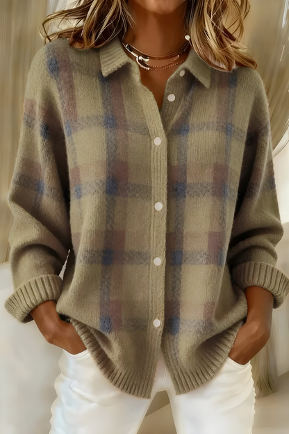 Nina | Oversize Check Maille Cardigan