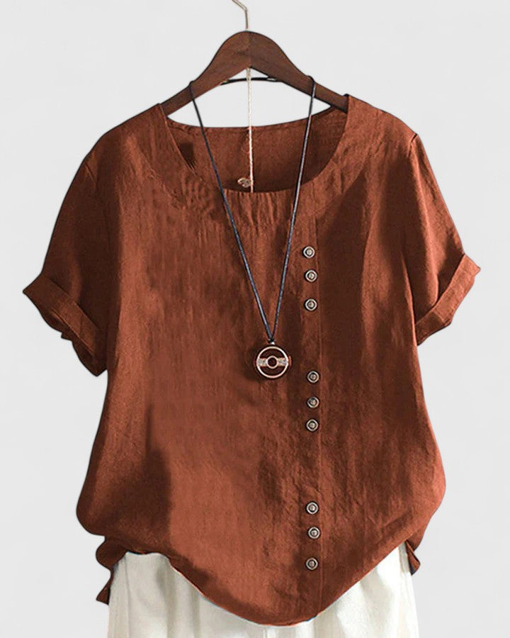 Noelle | Manches Courtes Button Blouse