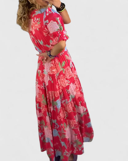 Dahlia | Aéré Floral Robe Mi-Longue