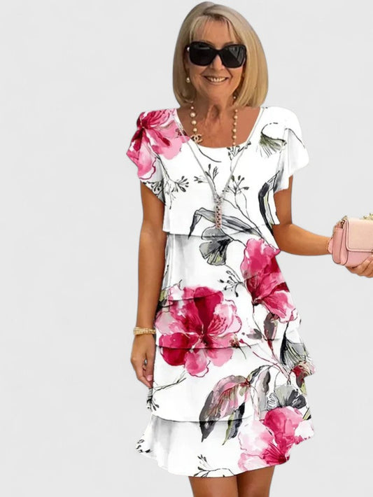 Rosalie | À Volants Floral Robe Mi-Longue