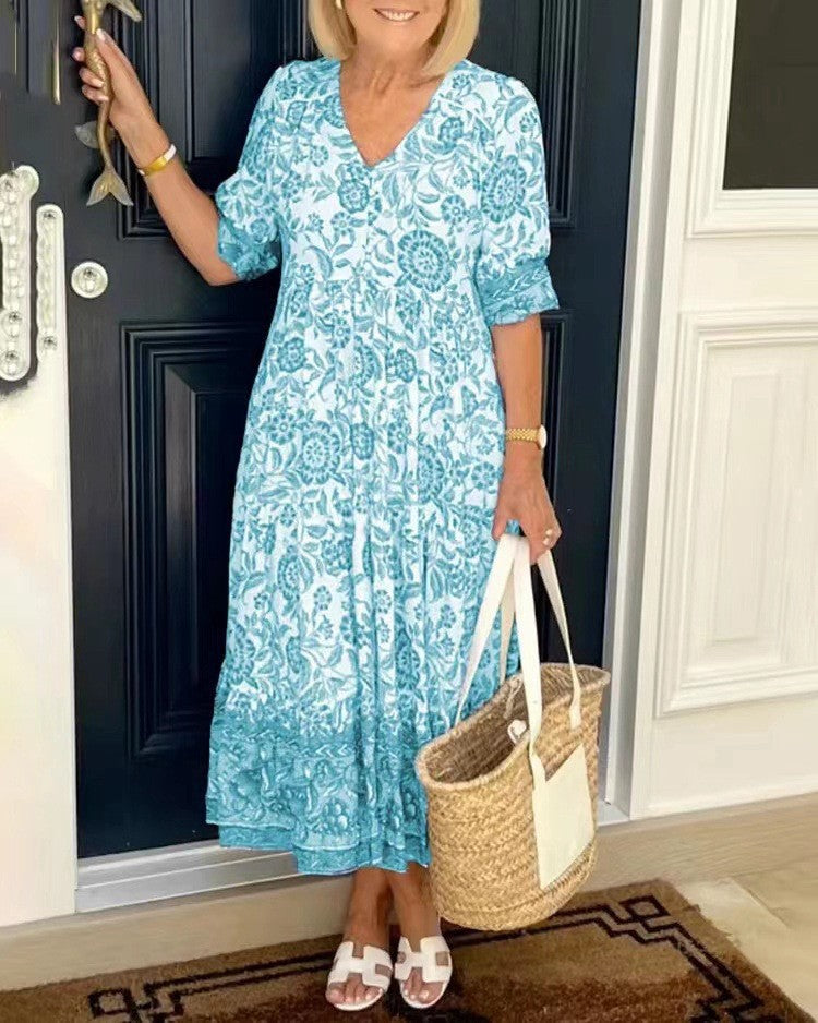 Camille | Robe Maxi Florale Col V