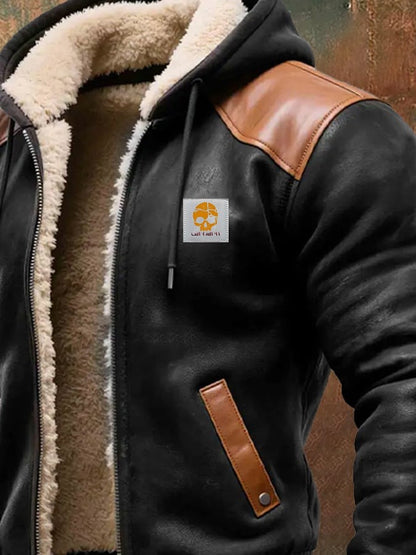 Élise | Veste Vintage Cuir Synthétique à Capuche