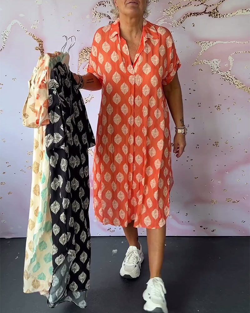 Valentina | Imprimé Mi-Longue Robe Chemise
