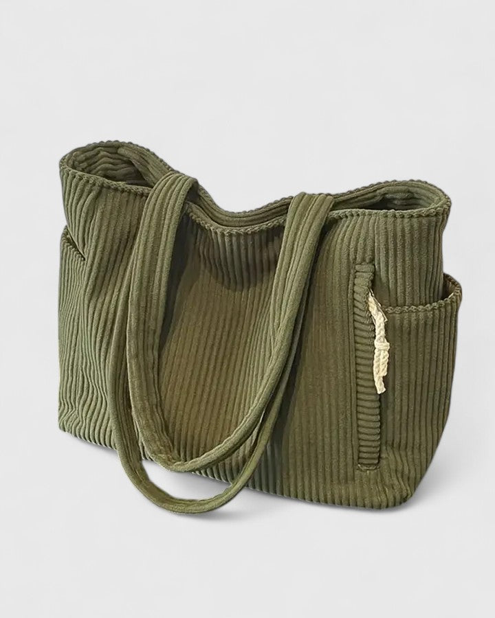 Solène | Sac Cabas Côtelé aux Détails Cordés