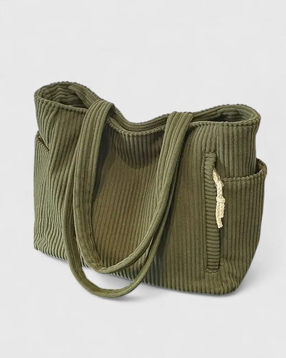Solène | Sac Cabas Côtelé aux Détails Cordés