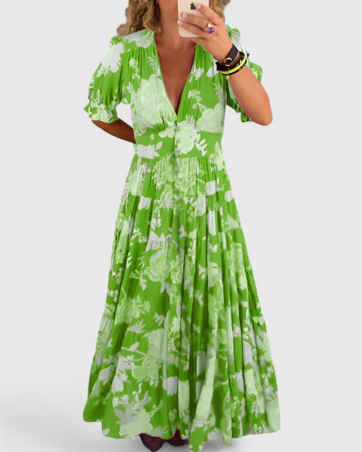 Dahlia | Aéré Floral Robe Mi-Longue