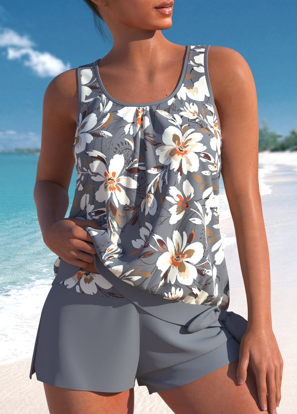 Juliette | Tankini Fleuri Taille Haute