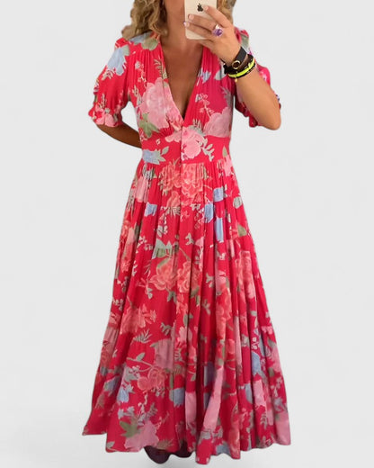 Dahlia | Aéré Floral Robe Mi-Longue