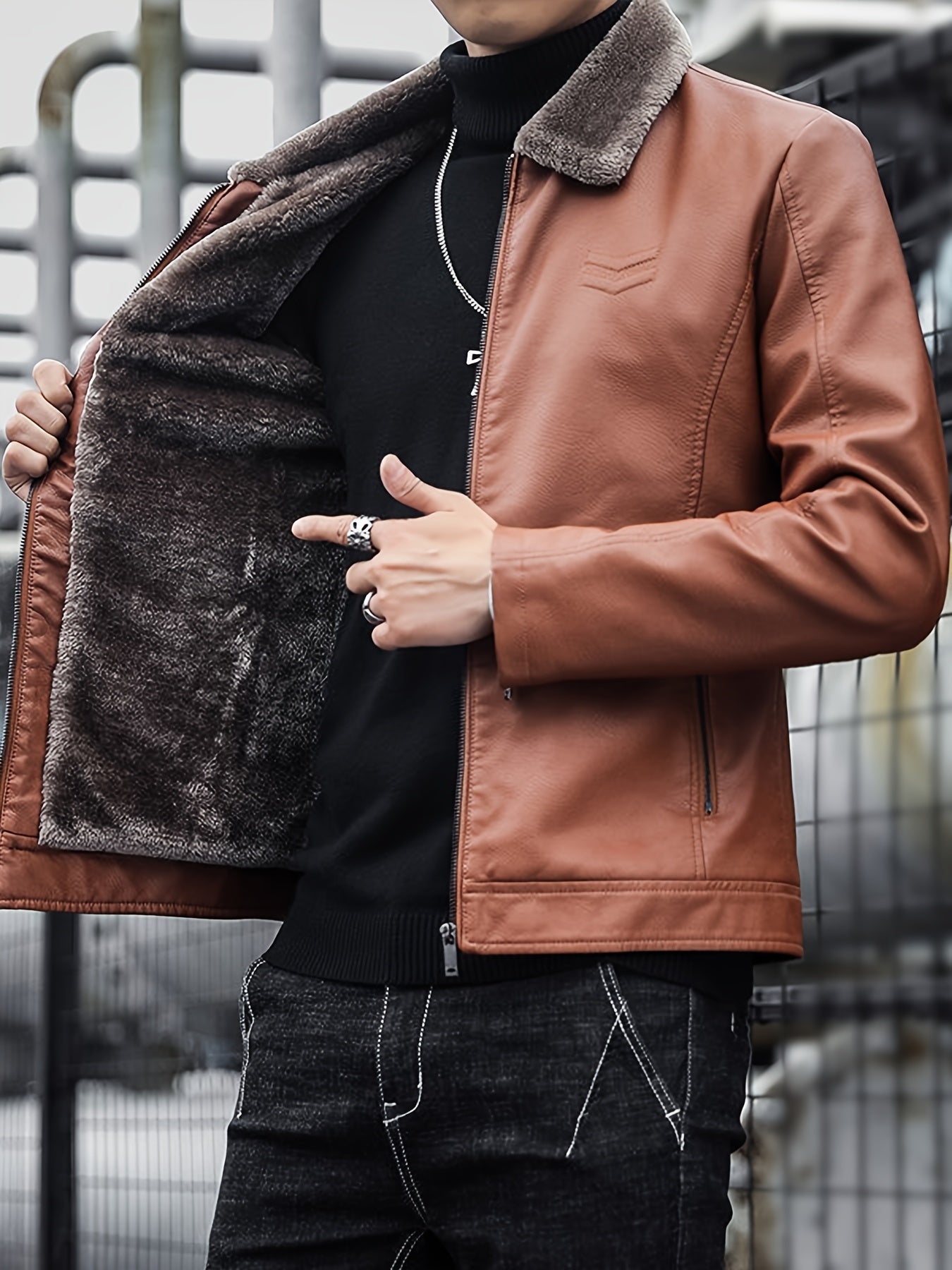 Loïc | Veste Biker Moderne en Cuir Synthétique