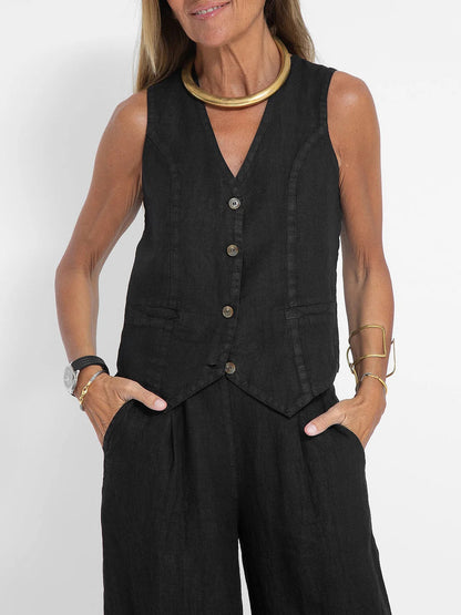 Inès | Ensemble Veste Boutonnée et Pantalon Large