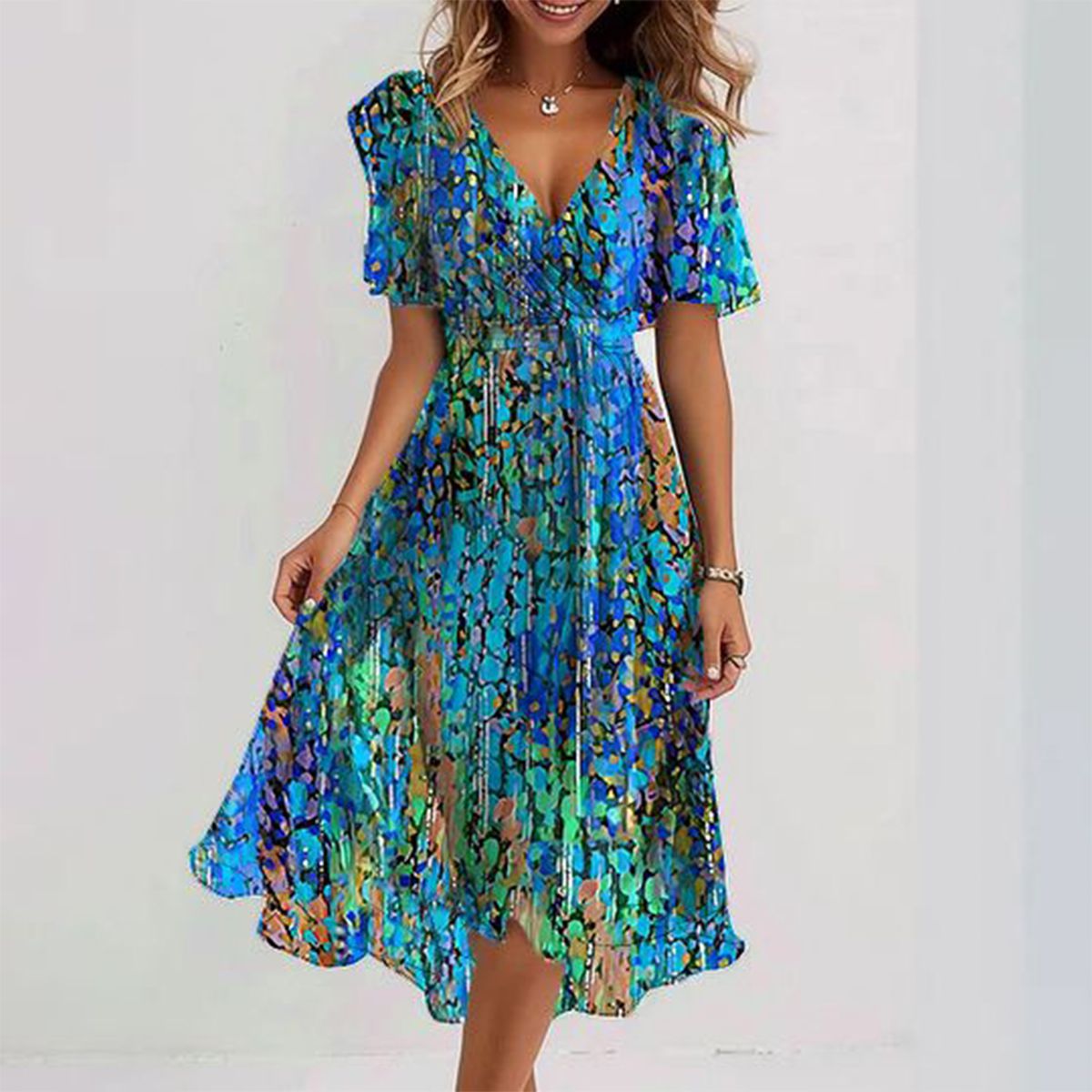 Clara | Robe Midi Fluide Bleue