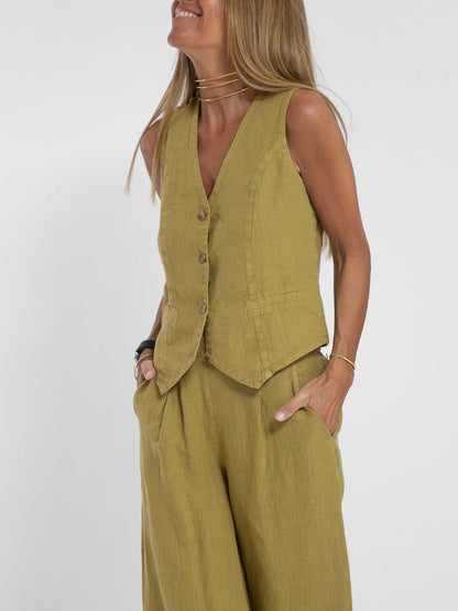 Inès | Ensemble Veste Boutonnée et Pantalon Large