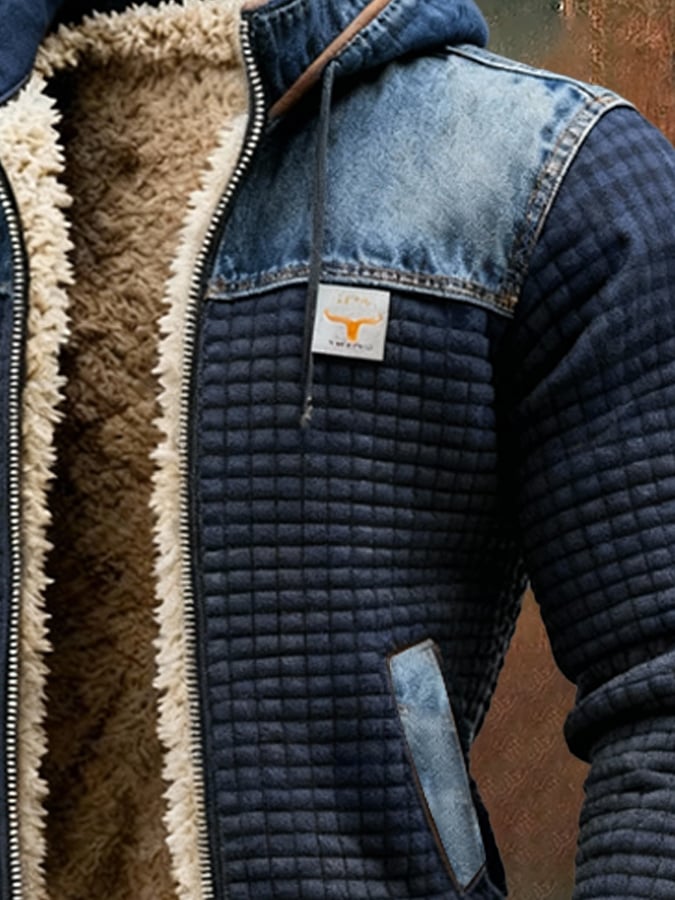 Melvin | Veste Matelassée Marine à Détails Denim