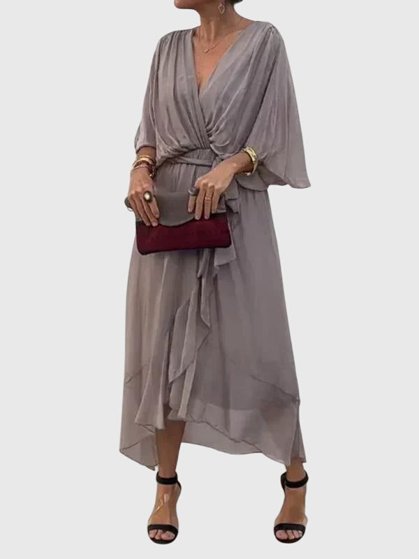 Arabella | Fluide Col en V Robe Mi-Longue