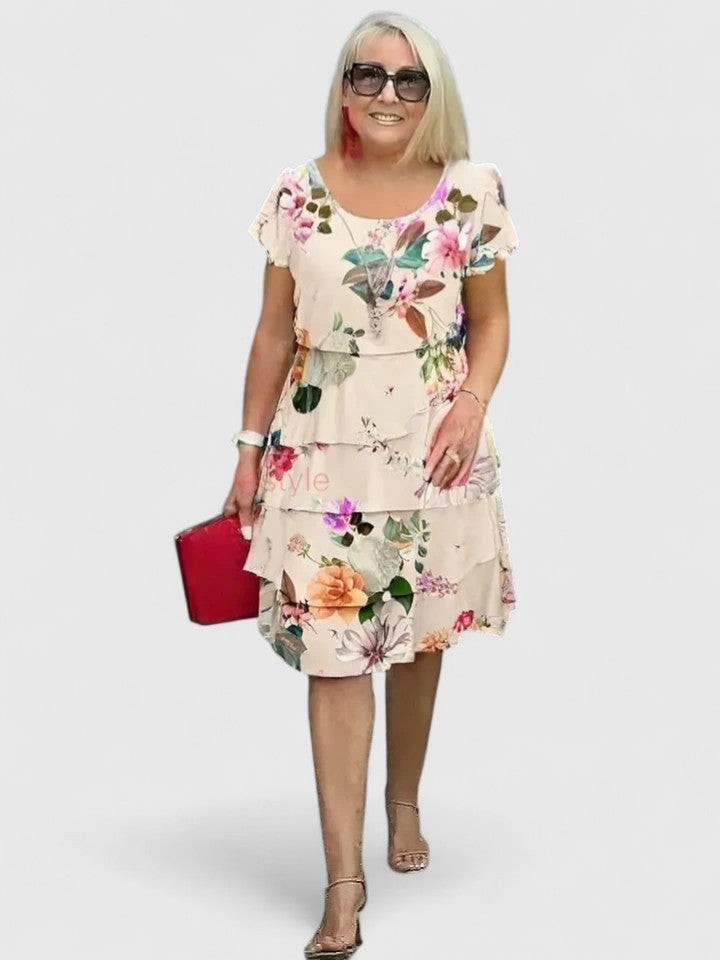 Rosalie | À Volants Floral Robe Mi-Longue