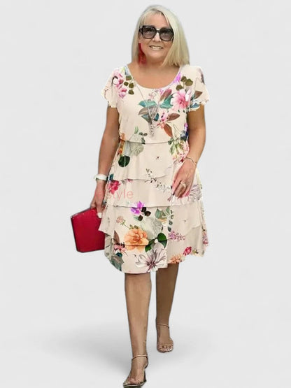 Rosalie | À Volants Floral Robe Mi-Longue