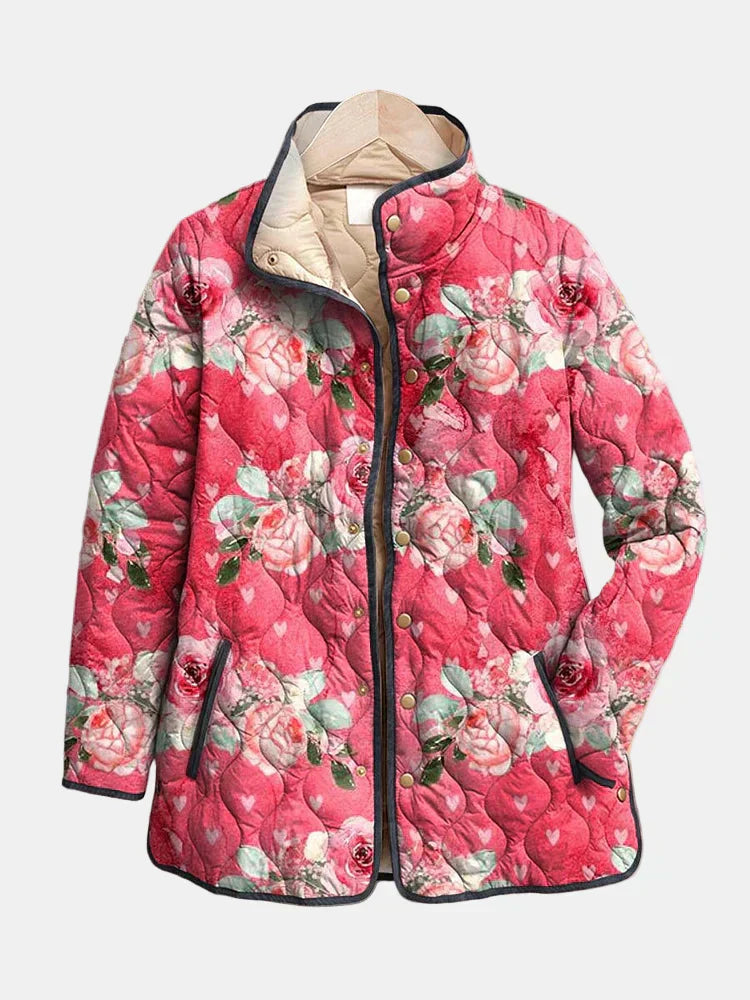 Rosalie | Veste Matelassée Imprimé Floral Rose
