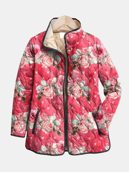 Rosalie | Veste Matelassée Imprimé Floral Rose