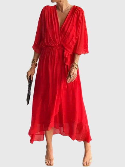 Arabella | Fluide Col en V Robe Mi-Longue