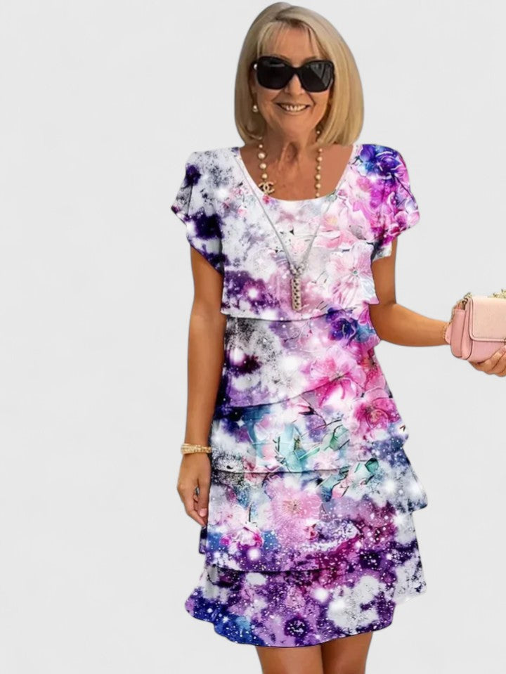 Rosalie | À Volants Floral Robe Mi-Longue