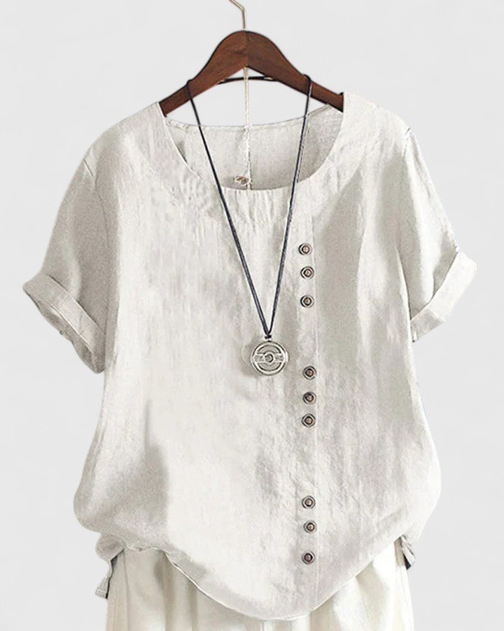 Noelle | Manches Courtes Button Blouse