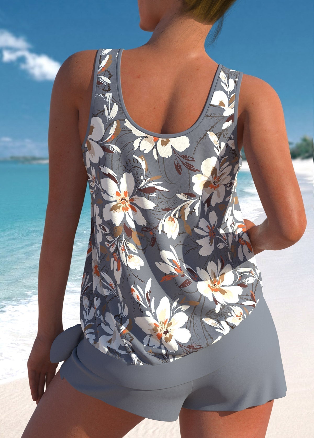 Juliette | Tankini Fleuri Taille Haute