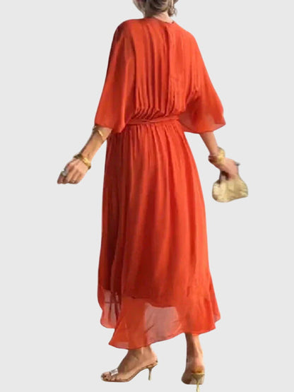 Arabella | Fluide Col en V Robe Mi-Longue