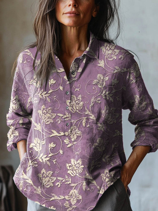 Léa | Chemise Lin Brodé Floral