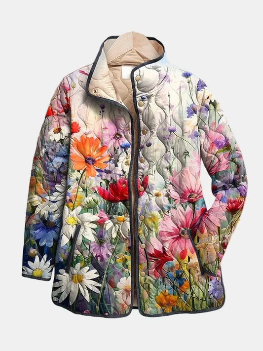 Léa | Veste Matelassée Imprimé Fleuri Vintage